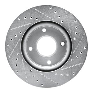 Nissan Versa Brake Rotor (1) - Front Left - R1 Concepts - Drilled & Slotted - Silver - `07-`14